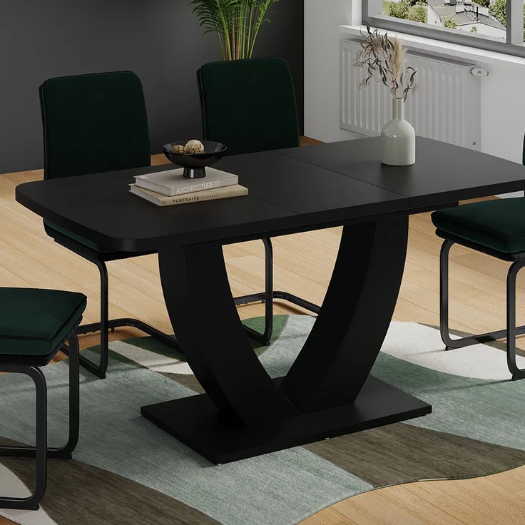 Esstisch Fenaro Schwarz 120 x 80 cm ausziehbar Vicco – Bild 5