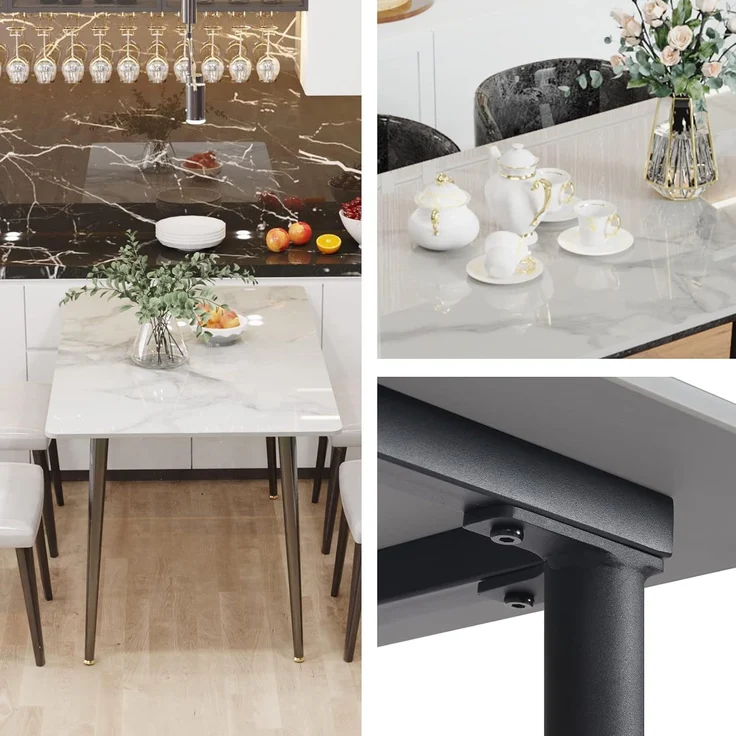 FATIVO Esstisch Esszimmertisch Sinterstein Kchentisch Brotisch 120x70x76 cm Restaurant Luxus Wei? – Bild 8