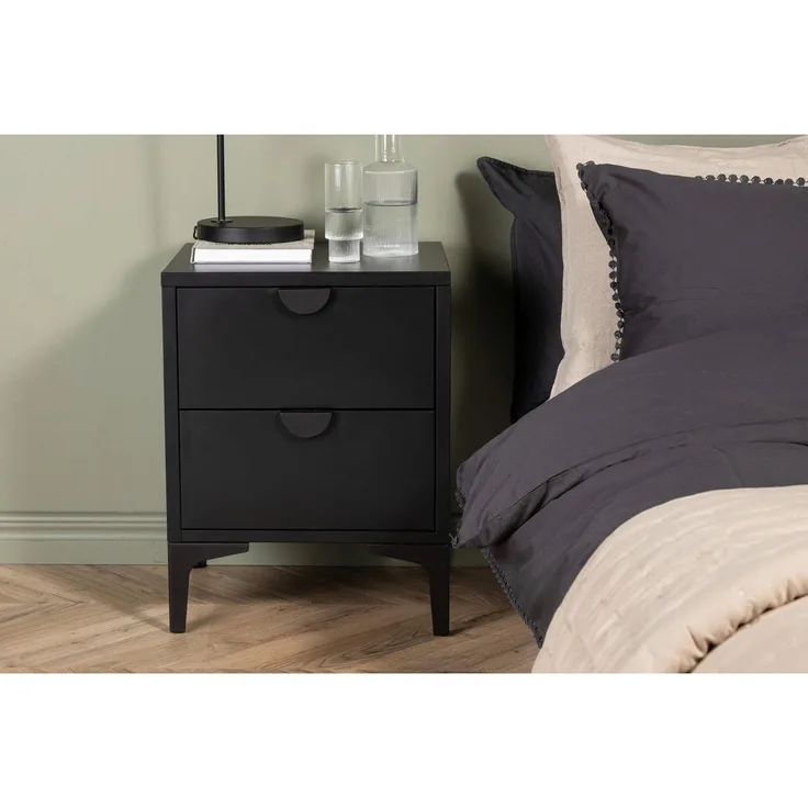 Livetastic Nachttisch, rechteckig, Schwarz, Metall, 45x59x40 cm für das Schlafzimmer