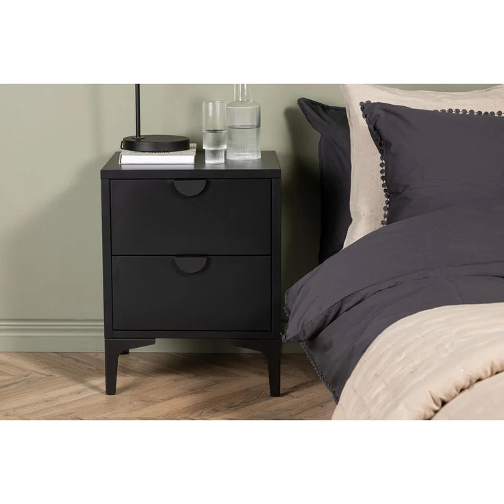Livetastic Nachttisch, rechteckig, Schwarz, Metall, 45x59x40 cm für das Schlafzimmer