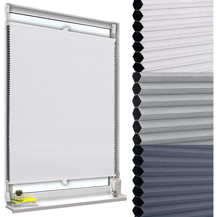 WOLTU Wabenplissee ohne Bohren Verdunklung Thermo Doppelplissee Klemmfix Zweifarbig 60x220 cm Weiß-Weiß, Plissee Faltrollo Sonnen-, Sicht- & Schallschutz, Jalousie Plisseerollo für Fenster & Tür – Bild 1