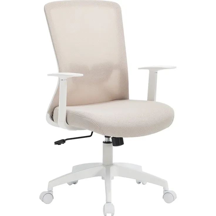 Vente-unique - DELVORA Office chair StoffStoff BeigeWeiß - B 55,5 cm x H 100,5 cm93 cm x L 61 cm – Bild 4