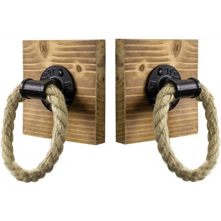 BAYLI Regal 2er Set Industrial Rohr Handtuchhalter mit Seil für Badezimmer, rusti