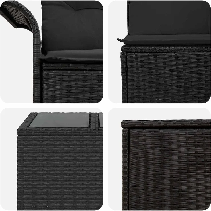 vidaXL Sofa Set 6 stk. 4-Sitzanzahl Schwarz Polyrattan und Stahl 3447064 – Bild 8