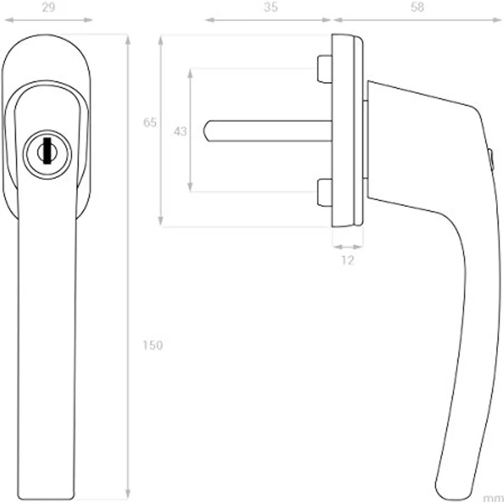kwmobile Möbelgriff Fenstergriff Aluminium abschließbar 4x Stiftlänge 35mm weiß RAL 9016 (4-St) – Bild 7