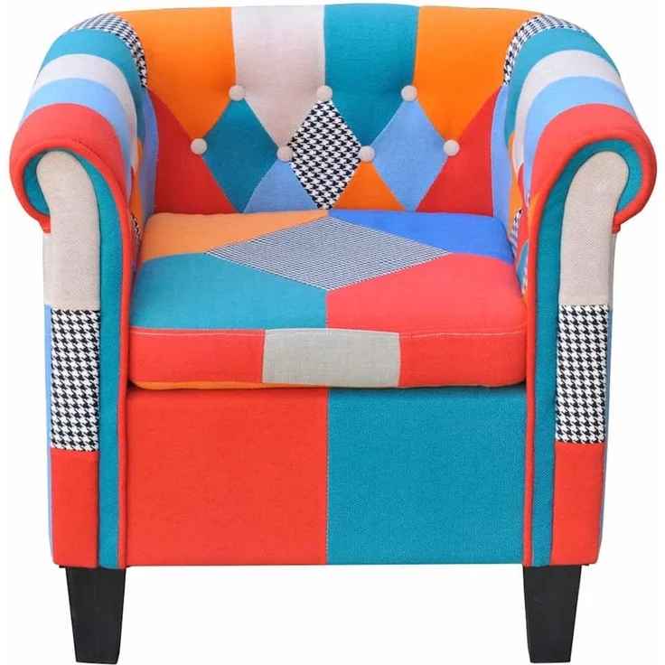 vidaXL Sessel mit Patchwork-Design Stoff [241027] – Bild 6