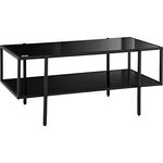 HOMCOM Couchtisch, Schwarz, Glas, mit Stauraum und modernem Design, 100x55x45.5 cm