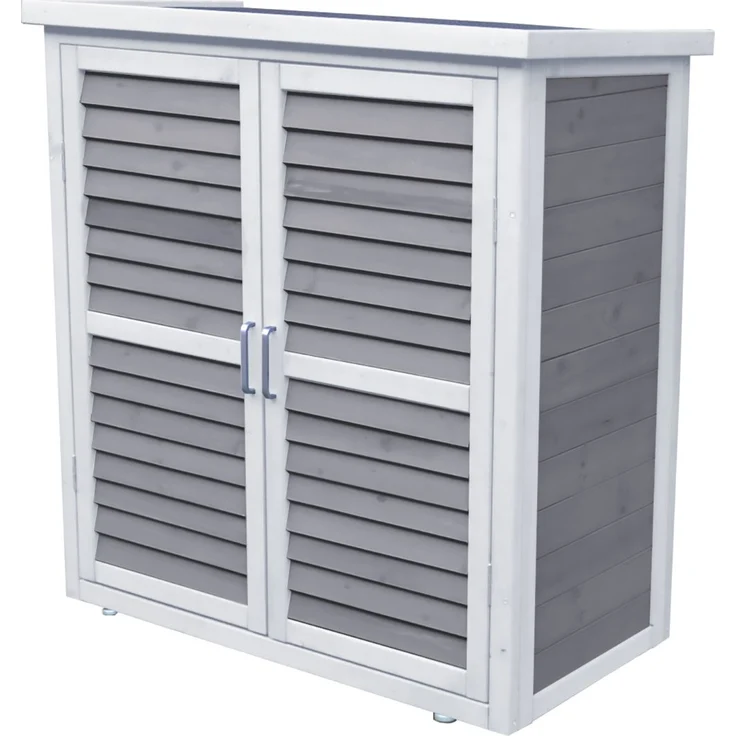LECO Gartenschrank MOMO, Tannenholz grau-weiß lasiert, 87x47x95 cm – Bild 4