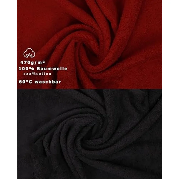 Betz Waschhandschuh 10 Stück Waschhandschuhe Premium 16x21 cm Farbe rubinrot und graphit, (10-St) – Bild 3