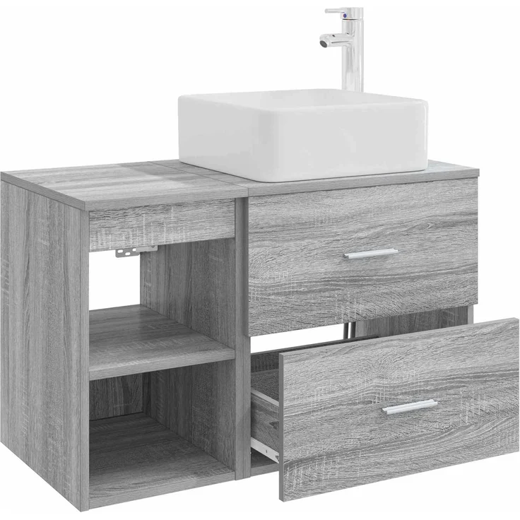 vidaXL Badezimmerschrank-Set 2 stk. Grau Sonoma 83 x 35 x 80 cm 3403901 – Bild 4