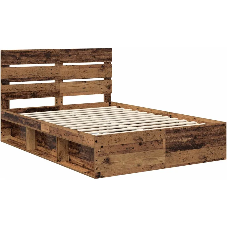 vidaXL Bettrahmen Altholz 150 x 200 cm Massives Kiefernholz 3411734 – Bild 3