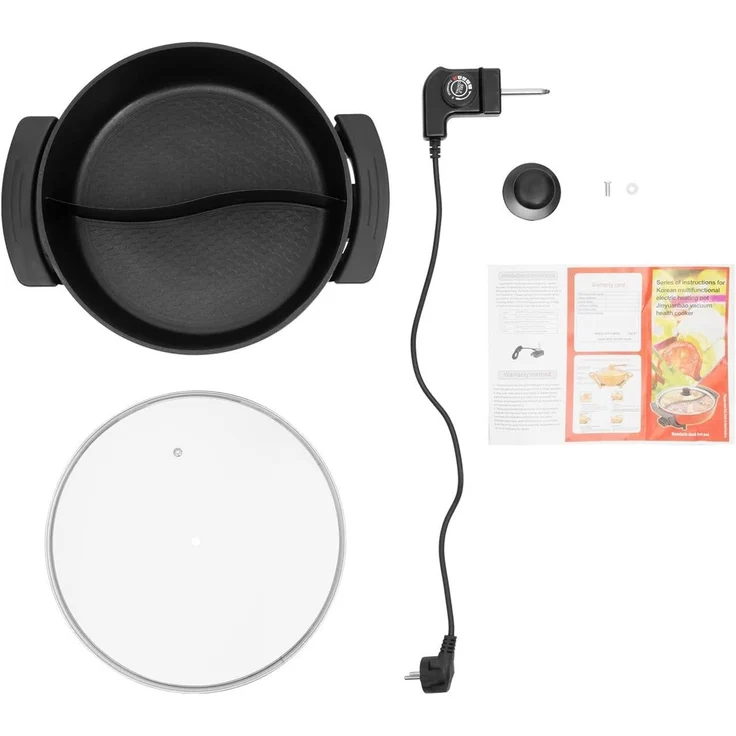 FELIXLEO Elektrische Grillpfanne Hot Pot Elektrisch 6L Doppelseitig Kochtopf mit Trennwand – Bild 3