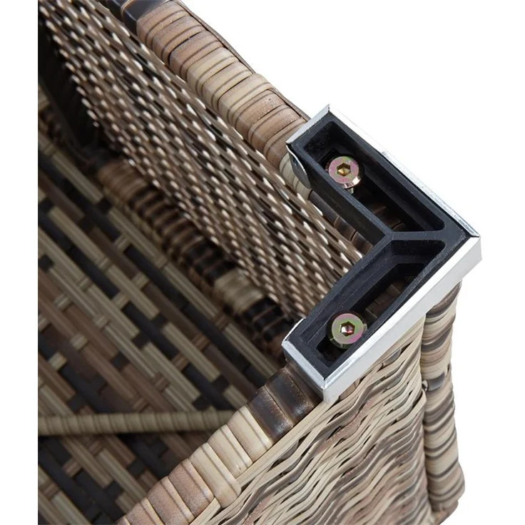 Rattanhocker Gartenhocker Hocker XXL Stuhl Polyrattan Sitzhocker Beige-Braun – Bild 8