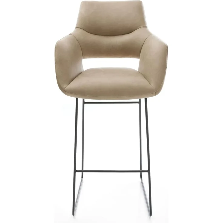 Barstuhl Yago-Flex Mikrofaser Beige Vintage Kufengestell Metall Schwarz Taschenfederkern – Bild 3