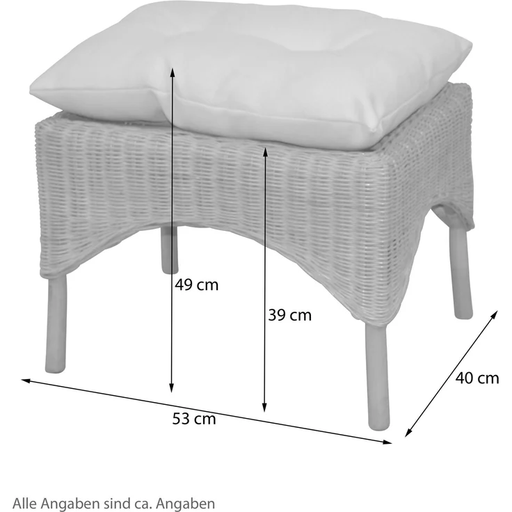Rattanhocker, handgeflochten, mit Kissenauflage, braun – Bild 4