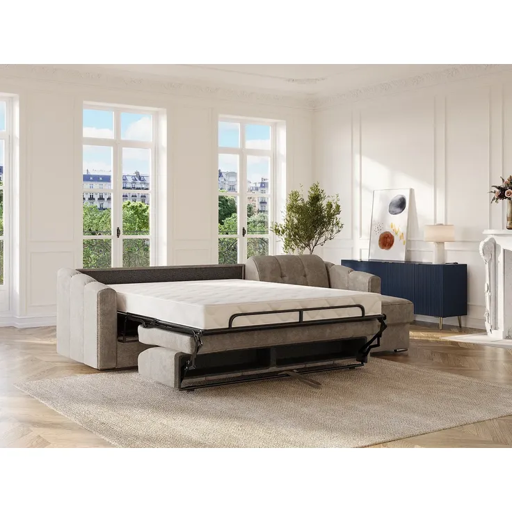 Vente-unique - DARIELO Sofa Stoff Schokoladenbraun - B 223 cm152 cm x H 90 cm x L 295 cm – Bild 3