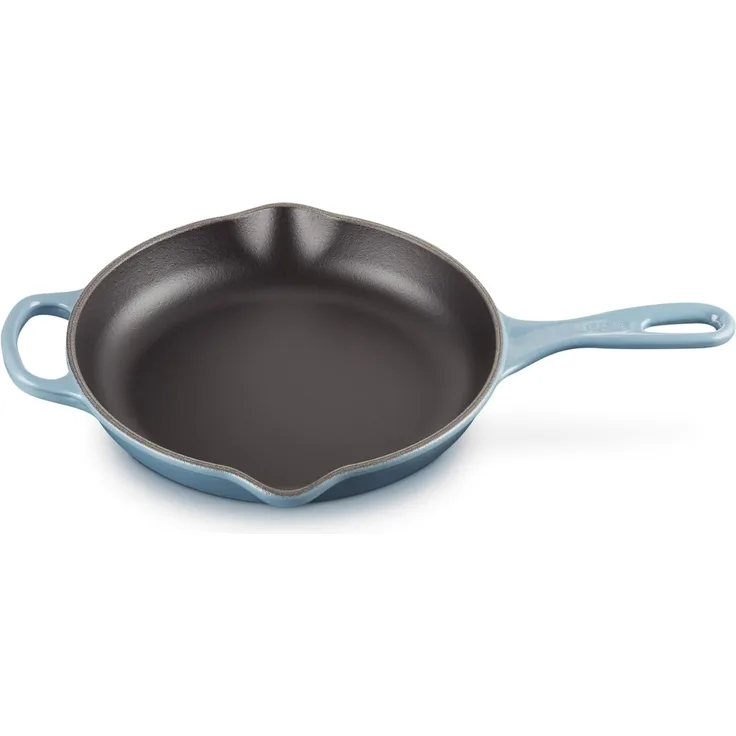 LE CREUSET Signature Gusseisen Brat- und Servierpfanne, Rund, Ø 23 cm, Für alle Herdarten inkl; induktion geeignet, 1,93 kg, Chambray, 20182234340422