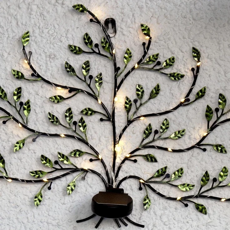 Star LED Solar-Wanddeko LEBENSBAUM aus Metall – Bild 2