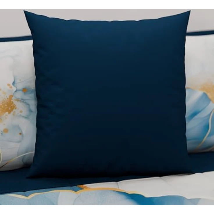 PETTI Artigiani Italiani – 2er-Set Kissenbezüge 60x60 cm aus Mikrofaser, Zierkissenbezüge für Schlafzimmer & Sofa, Uni Blau, 100 % Made in Italy – Bild 3