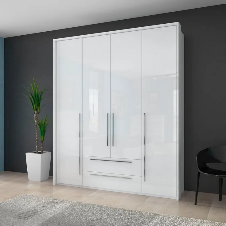 Places of Style Drehtürenschrank Piano weiß, verschiedene Breiten mit 2 Schubladen, inklusive Beleuchtung