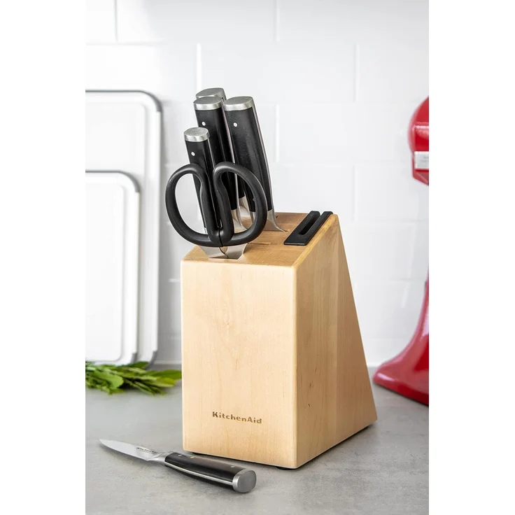 KitchenAid Messerblock Classic (6tlg), Messer japanischer Kohlenstoffstahl, inkl. integrierter Messerschärfer – Bild 2