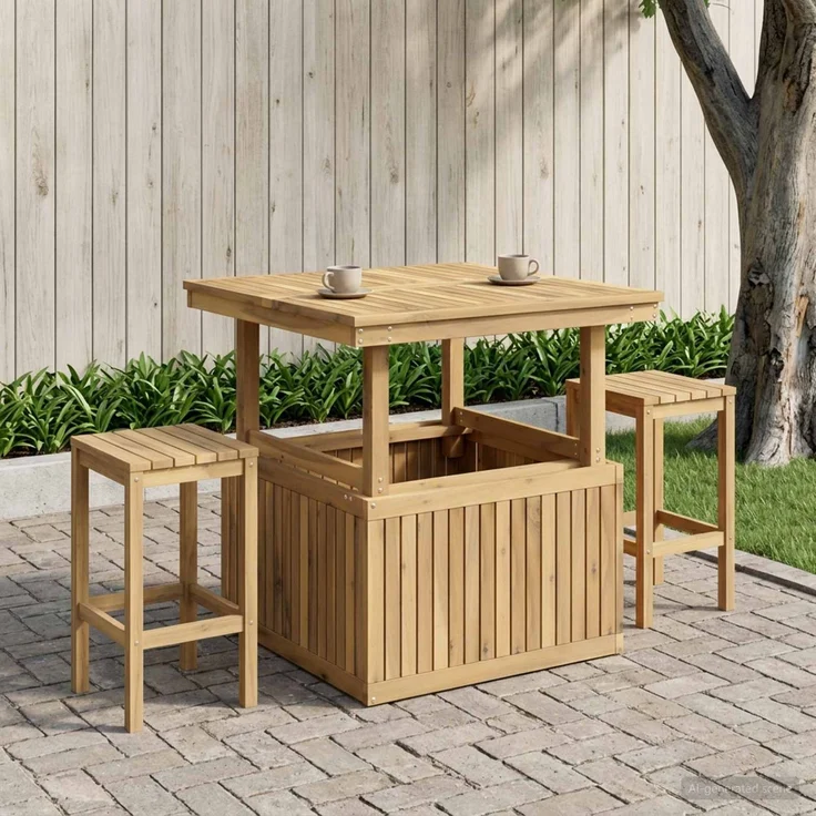 vidaXL Gartenkaffee Tisch aus massivem Akazienholz höhenverstellbar 901706 – Bild 3