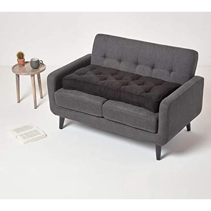 Homescapes Sitzkissen Sofa-Auflage 100x48 cm mit Veloursbezug – dickes Sitzkissen schwarz – Bild 7