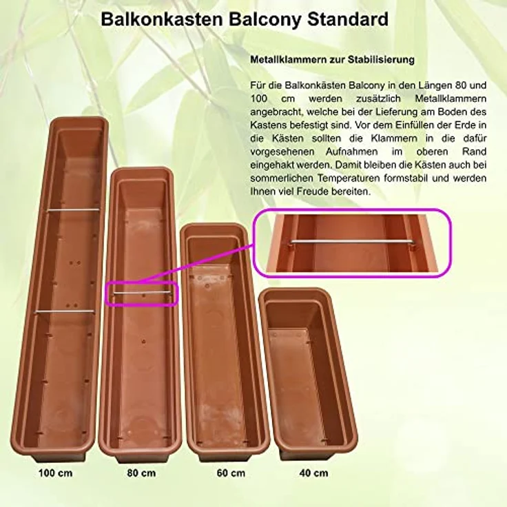 Heimwerkercenter Balkonkasten MePla Balkonkasten Balcony 40cm, Untersetzer - Taupe - – Bild 6