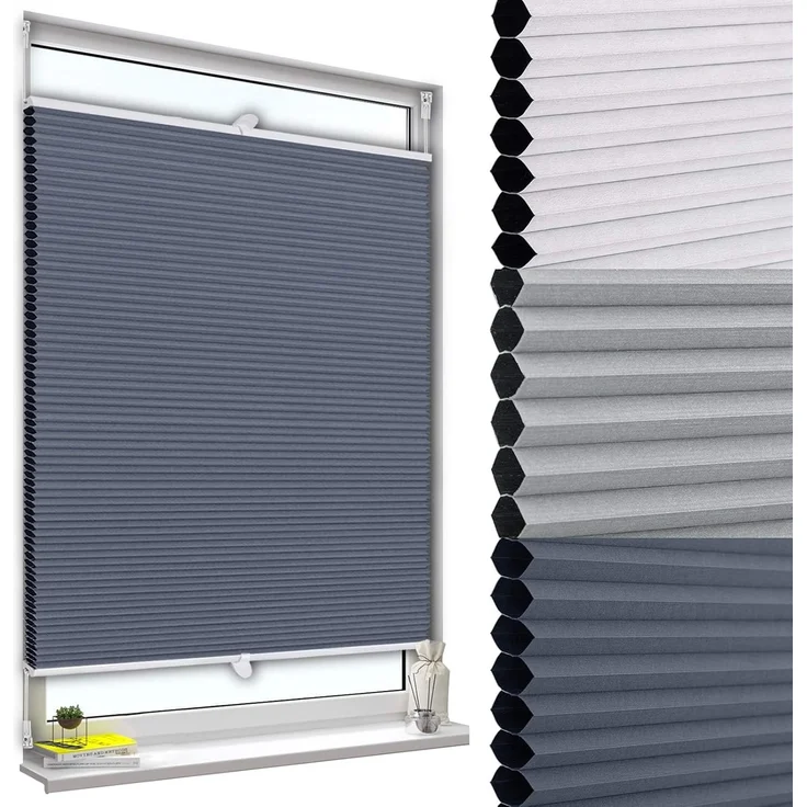 WOLTU Wabenplissee ohne Bohren Verdunklung Thermo Doppelplissee Klemmfix Zweifarbig 75x120 cm Blau-Weiß, Plissee Faltrollo Sonnen-, Sicht- & Schallschutz, Jalousie Plisseerollo für Fenster & Tür