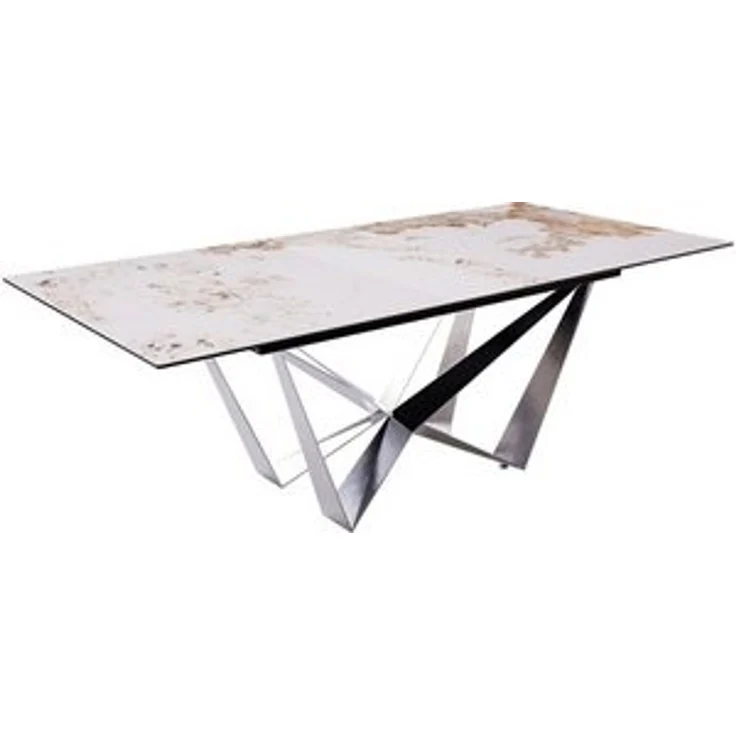 Esstisch Edge 180-220x100 Keramik Minas Melange Weiß-Beige Spider Flachstahl Edelstahl ausziehbar – Bild 6