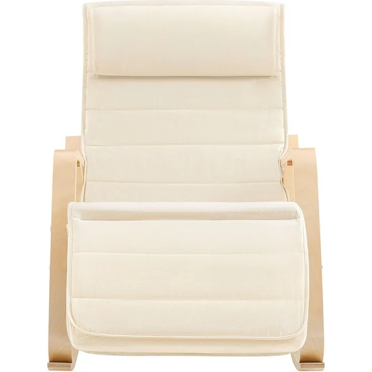 SoBuy FST16-W Schaukelstuhl, Stoff, Lackiert, Weiß, 60 x 90 x 56 cm