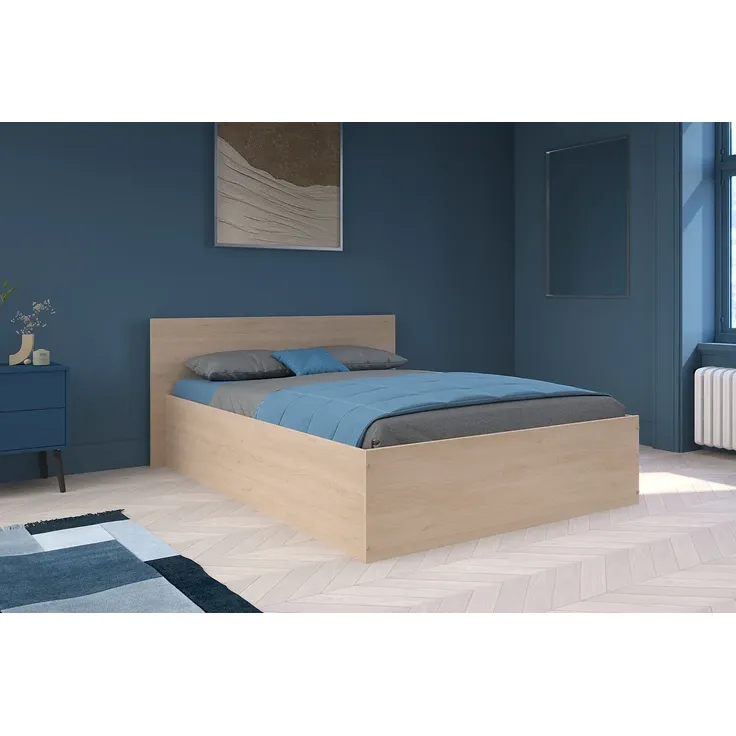 Vente-unique - VELONA Bett Holz, Platte Beige - B 199,8 cm x H 81,2 cm x L 164,4 cm
