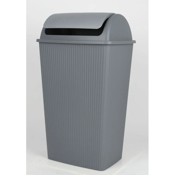 12x Schwingdeckeleimer 45 Liter grau ca. 40x30x70 cm großer Abfalleimer aus Kunststoff für Haushalt Büro Gewerbe – Bild 3