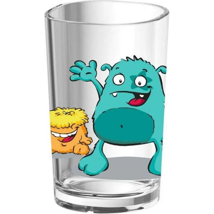Emsa Kinder-Trinkglas Kids, 0,2 Liter, Motiv: Monster, Blau/Gelb, 1 Stück (1er Pack) – Bild 1