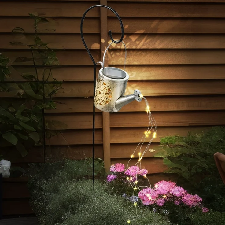 2er Set LED Solar-Steckleuchte, Gießkanne, silber, H 94 cm – Bild 6