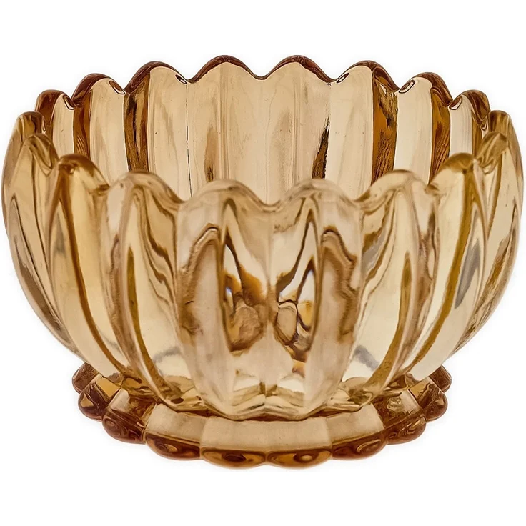 Dessertgläser mit Unterteller, 12-teiliges Glasschalenset - Lotus Design Gold/Braun – Bild 2