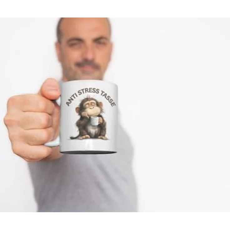 WS-Trend Tasse Anti Stress Affe Kaffeetasse Teetasse Tasse Geschenkidee 325 ml, Keramik – Bild 3