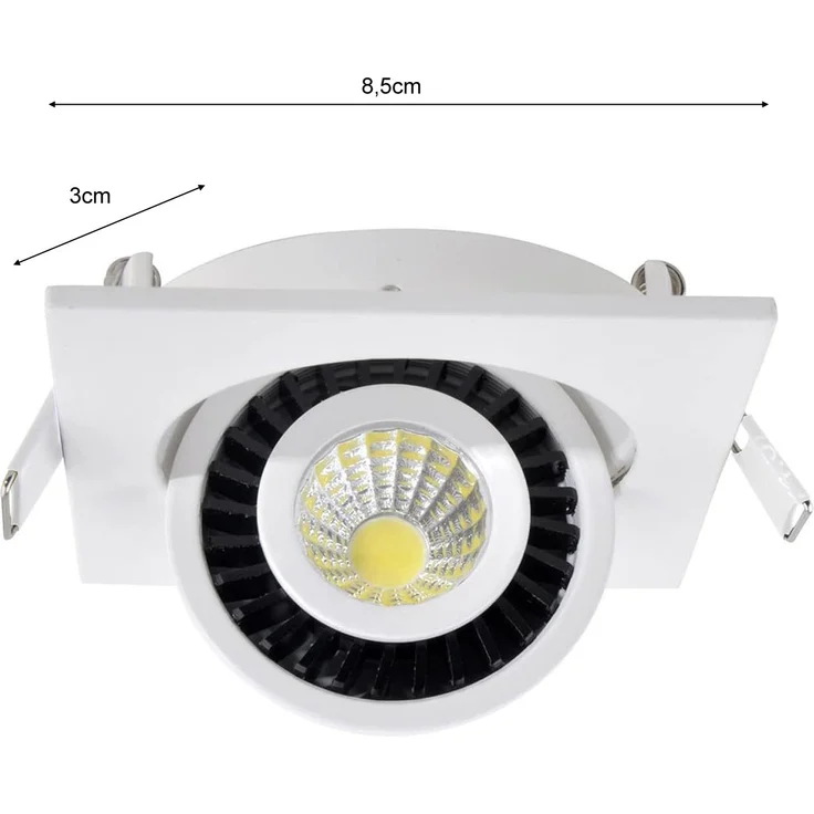 2er SET LED Einbaustrahler Weiß eckig mit schwenkbarem Spot - 8,5cm – Bild 4