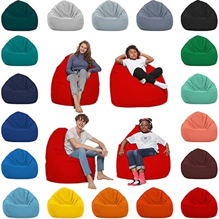 HomeIdeal - Sitzsack XXL Bodenkissen für Erwachsene & Kinder - Geeignet für Gaming oder Entspannen - Indoor wie Outdoor da er Wasserfest ist - mit EPS Perlen, Farbe:Rot, Größe:XXL – Bild 2