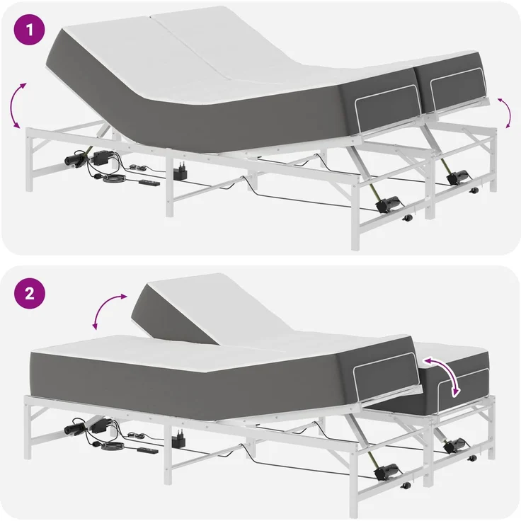 vidaXL Elektrisch verstellbares Bettgestell Weiß 140 x 200 cm Stahl 3438632 – Bild 10