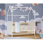 Bellabino 'Nika' Hausbett 70x140 cm, weiß/natur lackiert, Kiefer massiv, 3-fach höhenverstellbar, inkl. Lattenrost