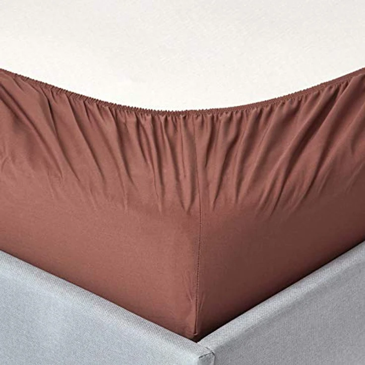 Homescapes Perkal-Spannbettlaken, Braun, 90x190 cm, 100% Baumwolle, Oeko-Tex® zertifiziert – Bild 2