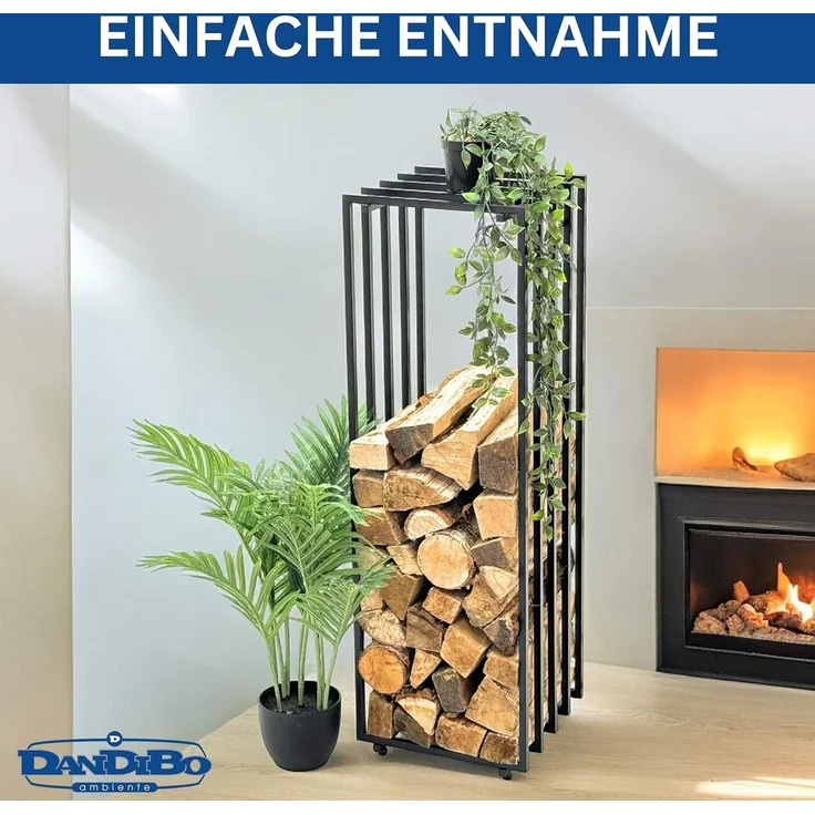 DanDiBo Kaminholzregal Innen Metall Schwarz Feuerholzregal Brennholzregal Kaminholzständer 96609 Kaminholzhalter – Bild 3