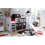 Rutschbett mit Turm "Ekki" Country 90x200 Kiefer massiv weiß