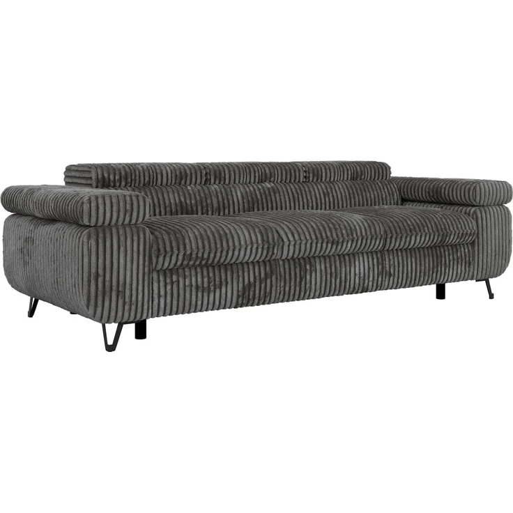 3-Sitzer Polstersofa PETER, verstellbaren Armlehnen und Kopfstütze, breite 262 cm, Gepolsterte Couch, Wellenfeder - Dunkelgrau Cord – Bild 6