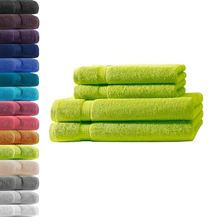 2X Duschtuch + 2X Handtuch | Apfelgrün | 100% Baumwolle Frottier | Oeko-TEX® Standard 100 | Premium Qualität 500 g/m² – Bild 2
