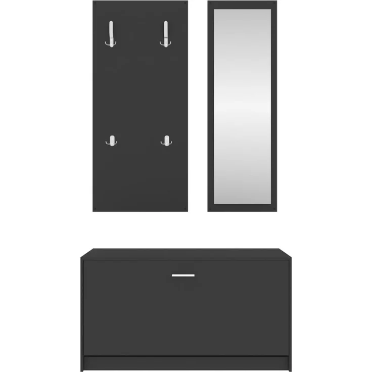vidaXL 3-tlg. Flurmöbel-Set Schwarz Holzwerkstoff 342571 – Bild 4