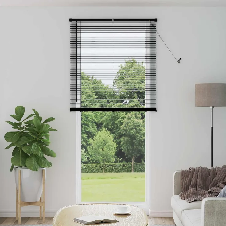 vidaXL Venezianische Jalousie Schwarz 213 x 70 cm 25 mm PVC 42003748