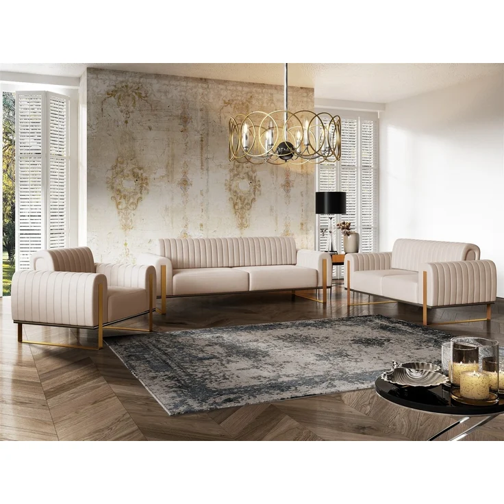 Sessel Designersessel VALERIE in Stoff Elisa Velvet Beige – Bild 2