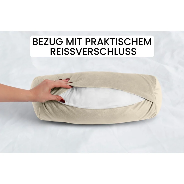 Amilian Nackenrolle 15x40 cm mit Bezug - Kissenrolle - Bettrolle - Nackenstütze, Nackenrolle mit Bezug, ideal als Sofakissen, Kissen, Dekokissen, dekoratives Lagerungskissen für Sofa und Bett – Bild 3